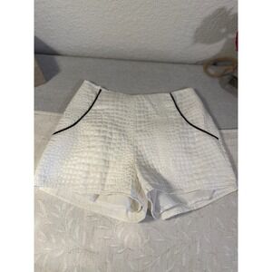 GB White Croc Embossed Textured‎ Shorts High Waist Black Piping Lurex Womens M